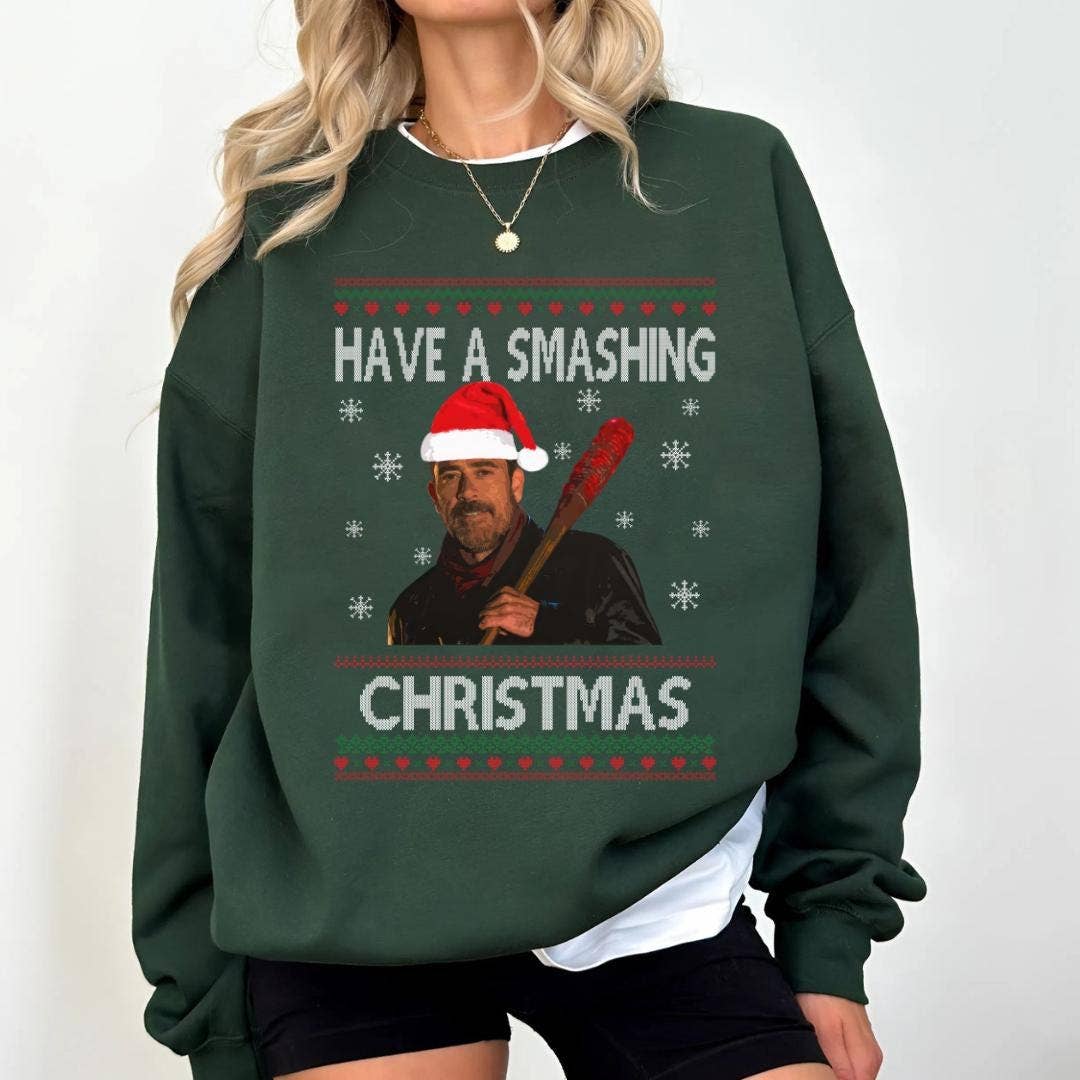 Smashing Christmas Walking Dead Ugly Sweater T-Shirts, Hoodie, Sweatshirt | PodTeesHub.com