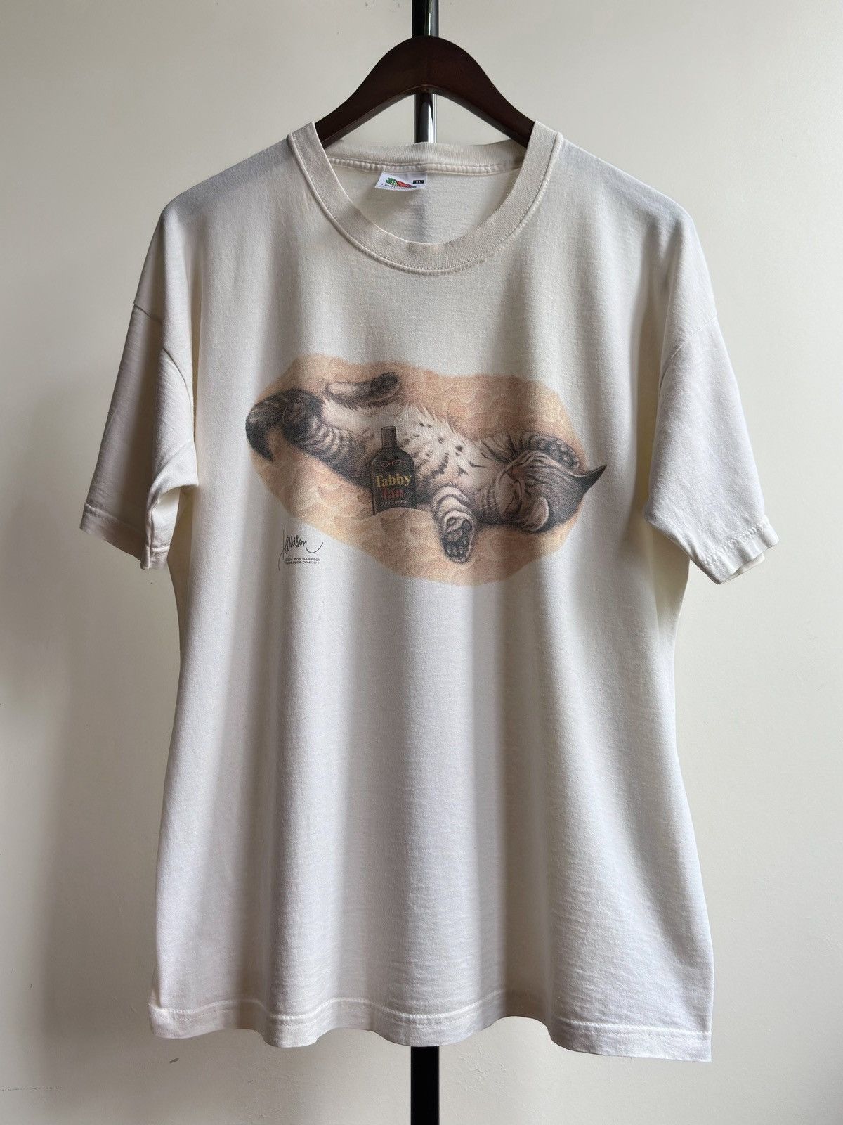 Vintage 2000s Bob Harrison Tabby Tan Cat Graphic Tee Hoodie, Sweatshirt | PodTeesHub.com