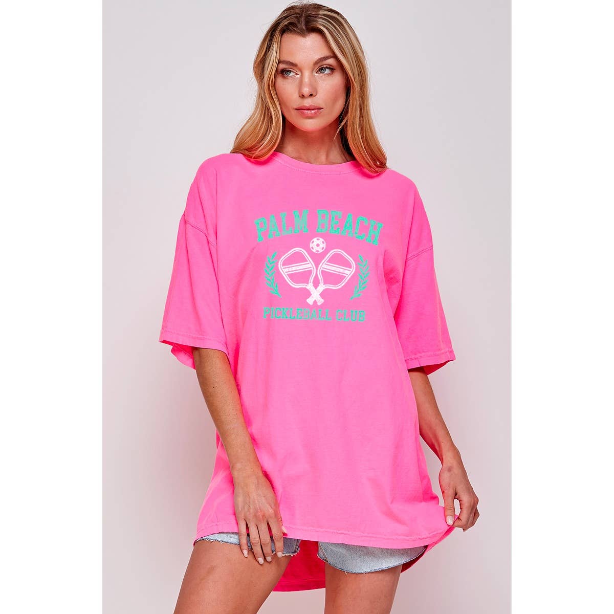 Palm Beach Pickleball Club  Graphic Oversized Tee Hoodie, Sweatshirt | PodTeesHub.com
