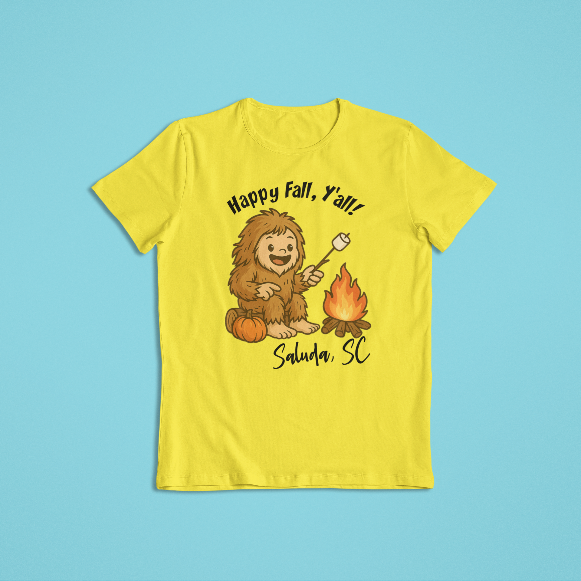 Happy Fall Y'all Bigfoot - Youth/Toddler Shirt (Yellow) Hoodie, Sweatshirt | PodTeesHub.com