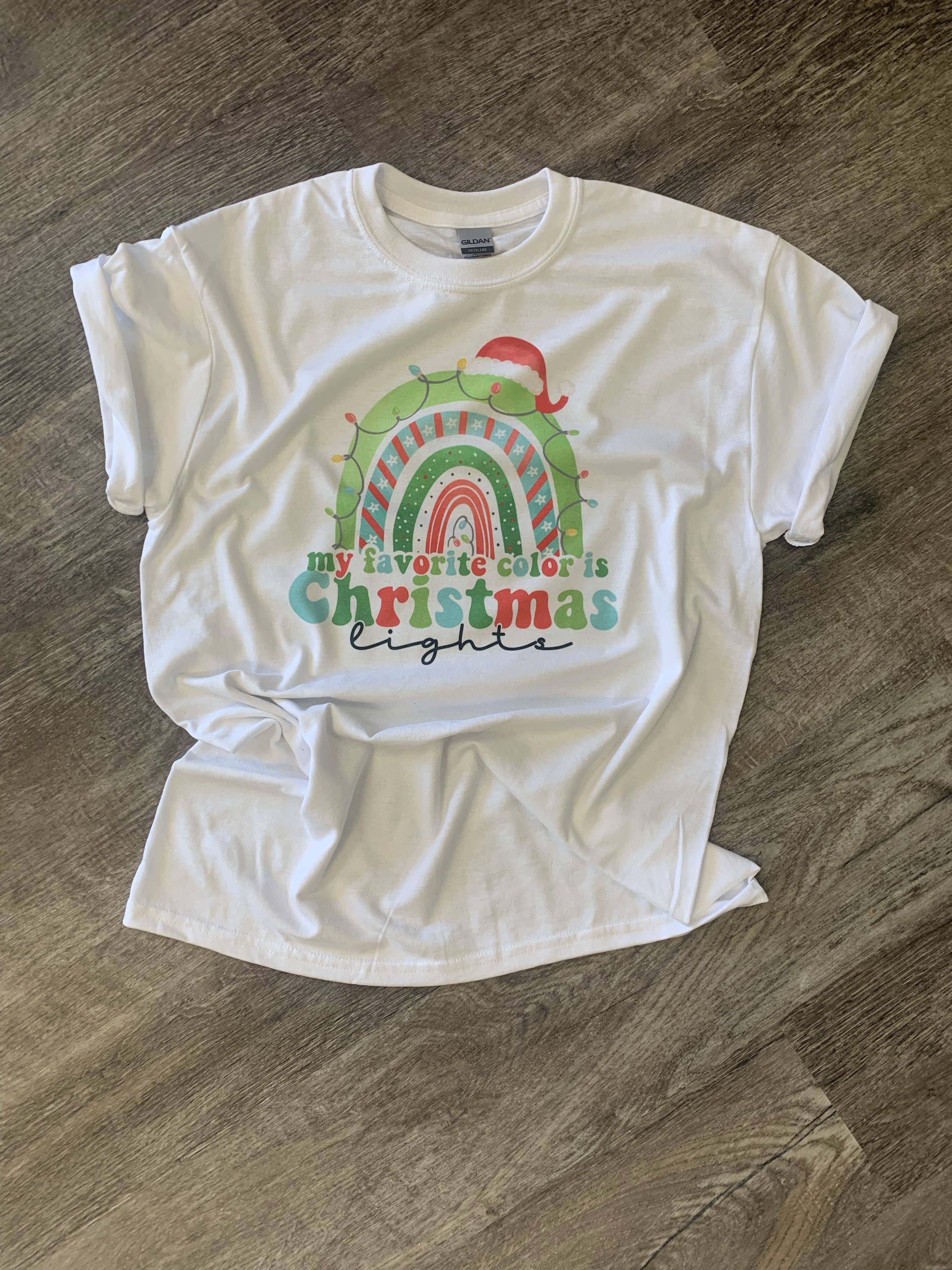 My Favorite Color Is Christmas Lights On White Tee Hoodie, Sweatshirt | PodTeesHub.com