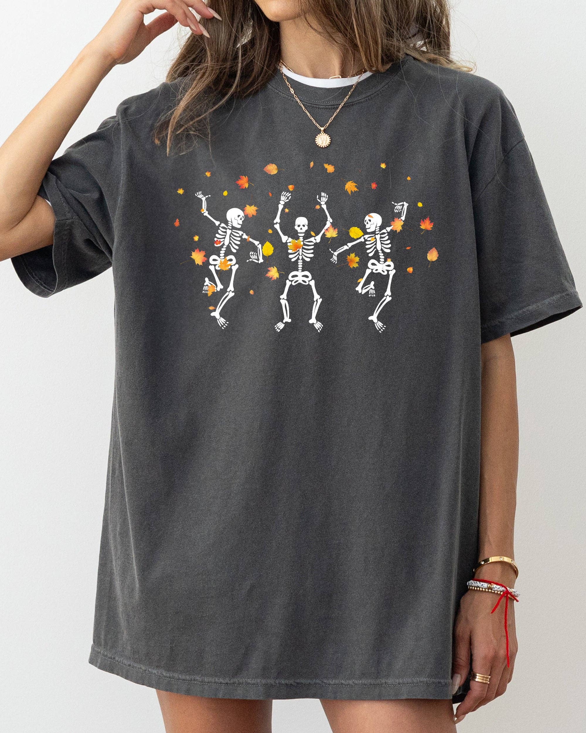 Fall Leaves Dancing, Skeletons, Ghost, Halloween T-Shirt Hoodie, Sweatshirt | PodTeesHub.com