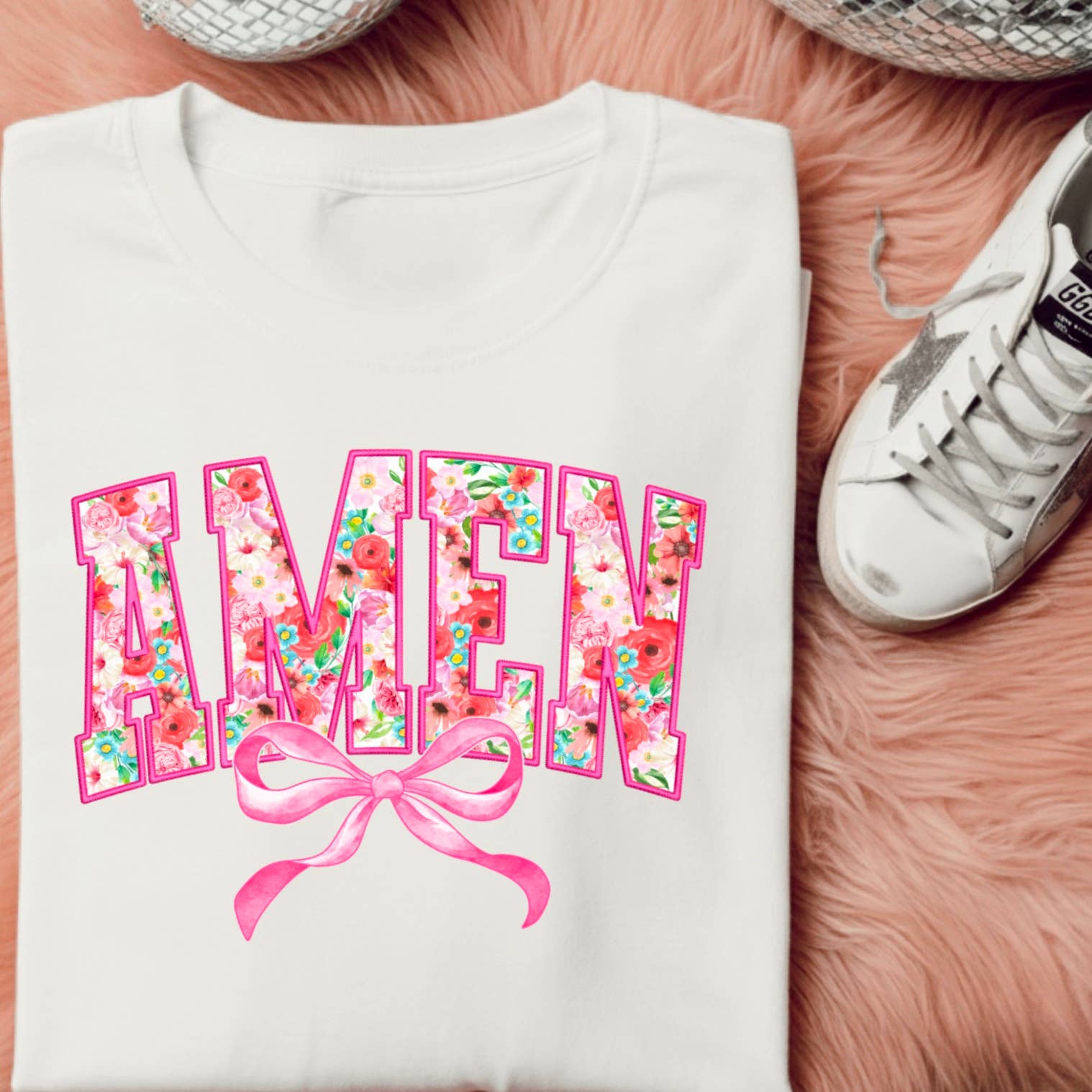 Amen Bow Screen Print  Graphic Shirt | Comfort Colors Hoodie, Sweatshirt | PodTeesHub.com