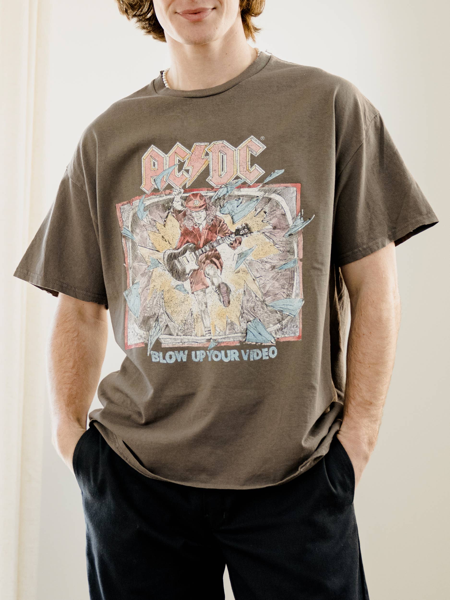 Acdc Blow Up Video Charcoal Thrifted Tee Hoodie, Sweatshirt | PodTeesHub.com