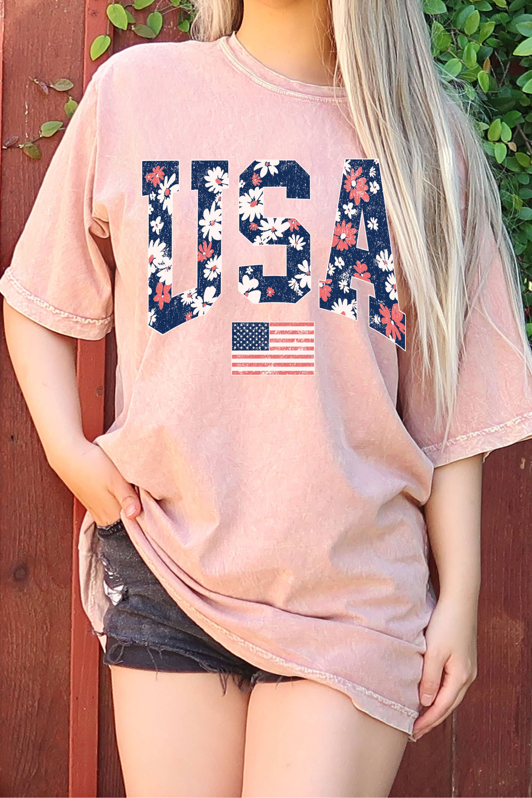 USA Flower Oversize Mineral Graphic Tshirt Hoodie, Sweatshirt | PodTeesHub.com