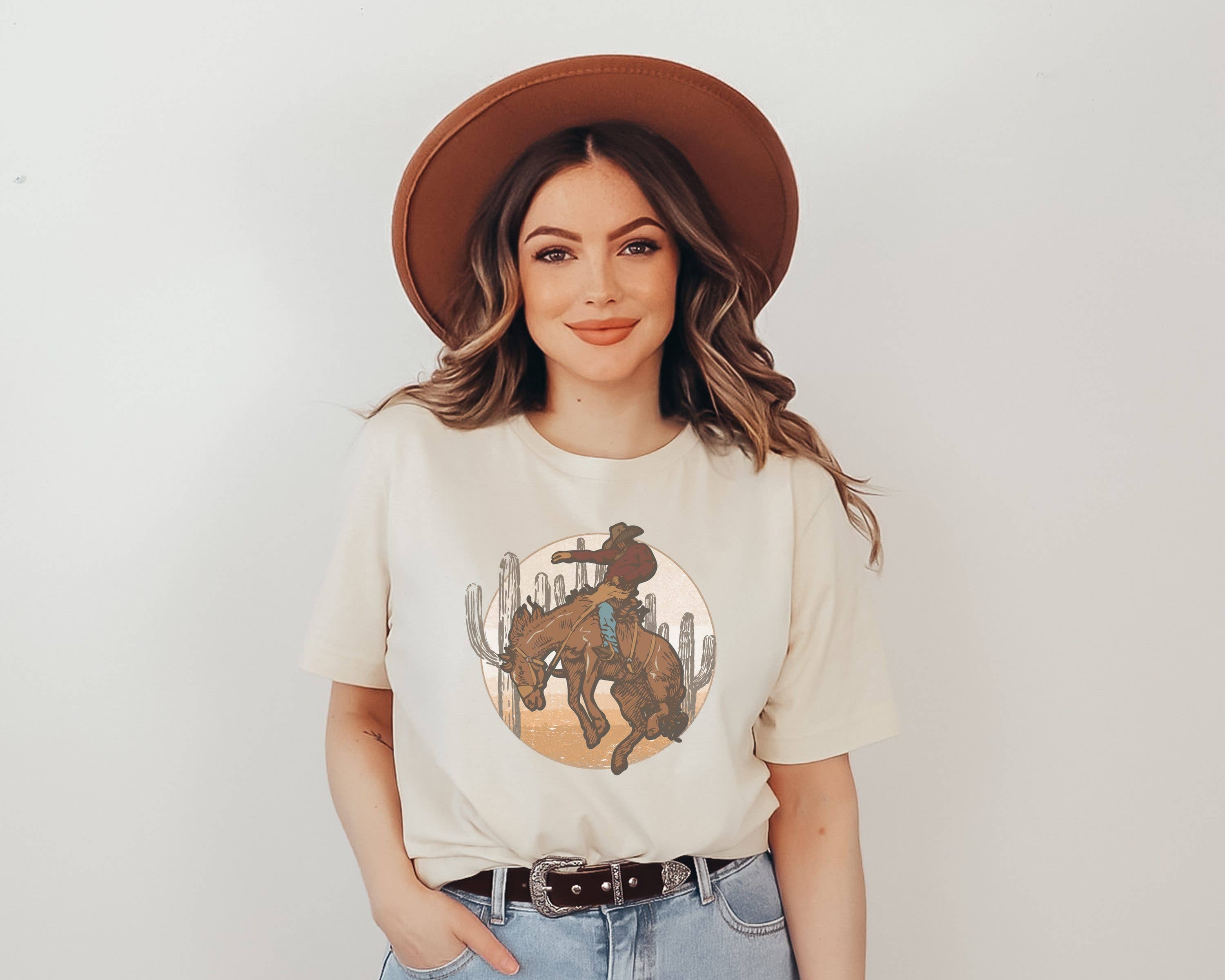 Rodeo Desert Cowboy Graphic Tee | Western Shirt | Cactus Tee Hoodie, Sweatshirt | PodTeesHub.com