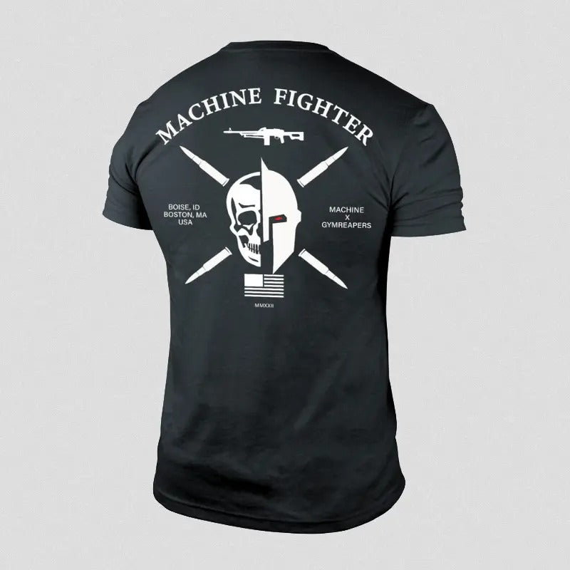 7.62 Machine Fighter Tee - Charcoal, Printed Cotton, Summer Men's T-Shirt Hoodie, Sweatshirt | PodTeesHub.com