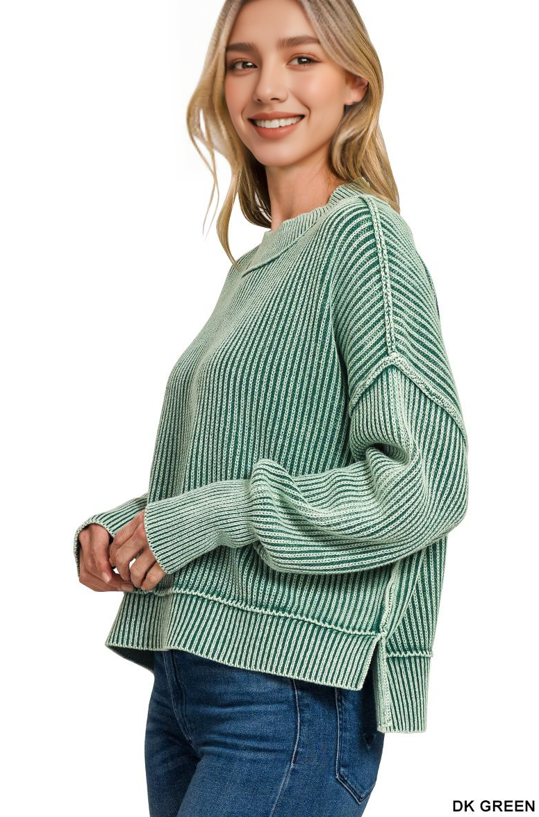 `.Washed Side Slit Oversized Cropped Sweater T-Shirts, Hoodie, Sweatshirt | PodTeesHub.com