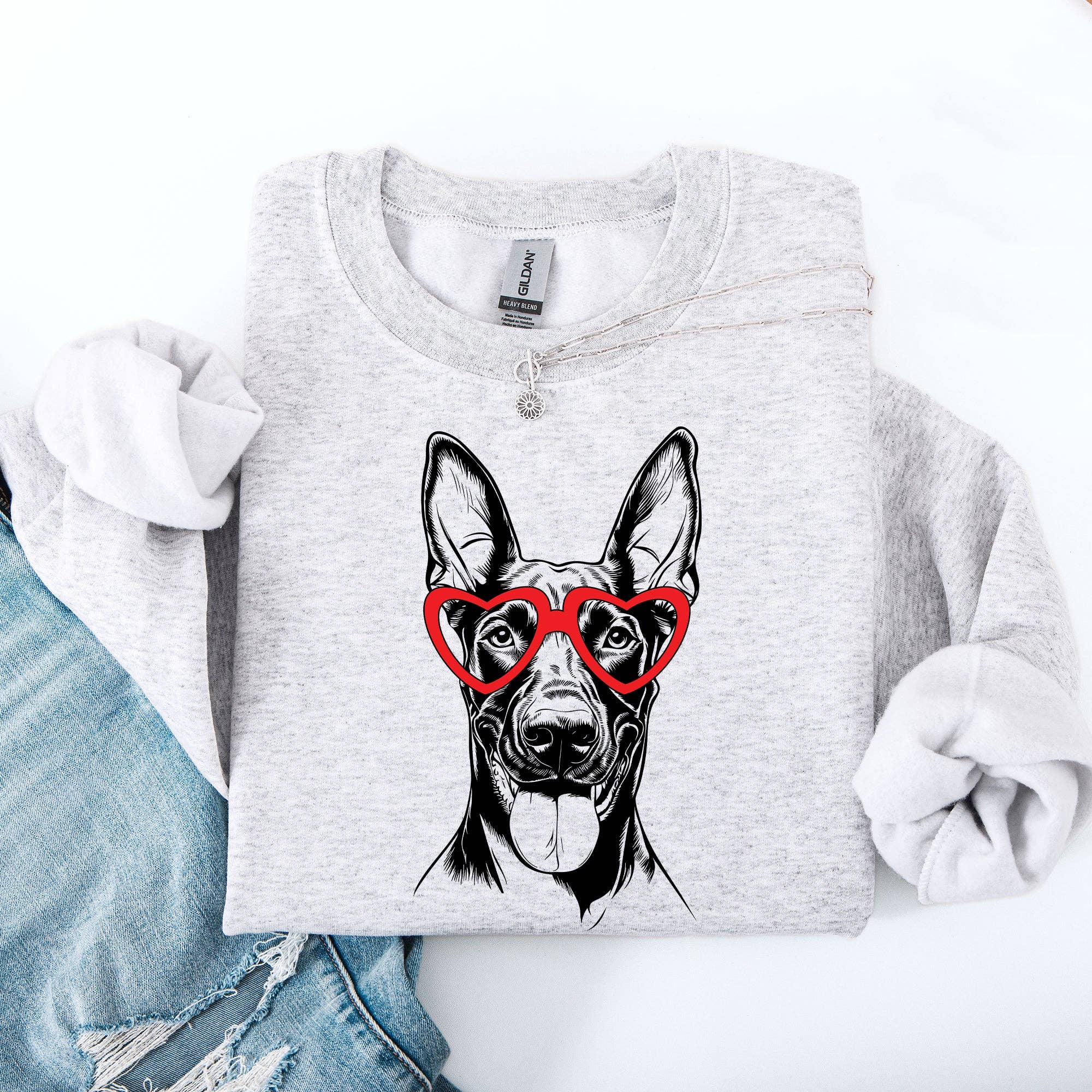 Doberman, Pet, Dog Breed, Valentine's Sweatshirt T-Shirts, Hoodie | PodTeesHub.com