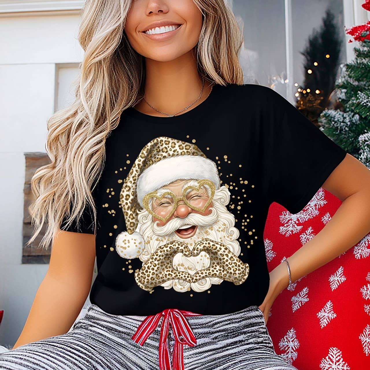 Leopard Jolly Santa Tee Hoodie, Sweatshirt | PodTeesHub.com