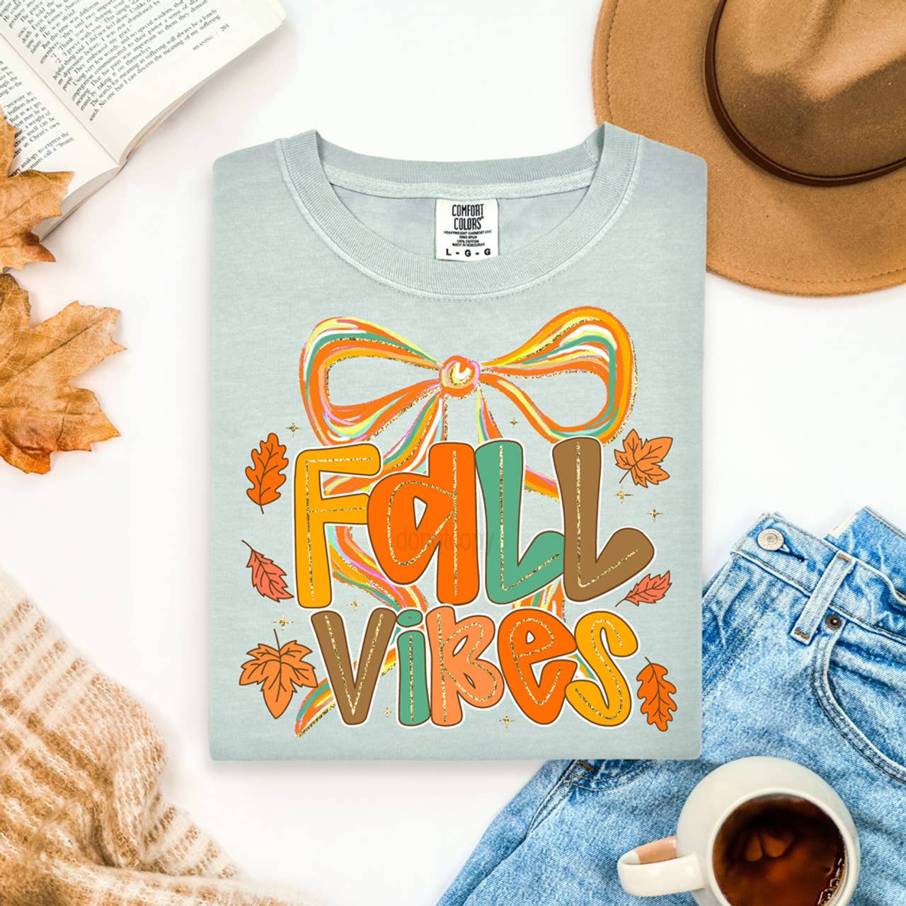 Fall Vibes Bow Tee Hoodie, Sweatshirt | PodTeesHub.com