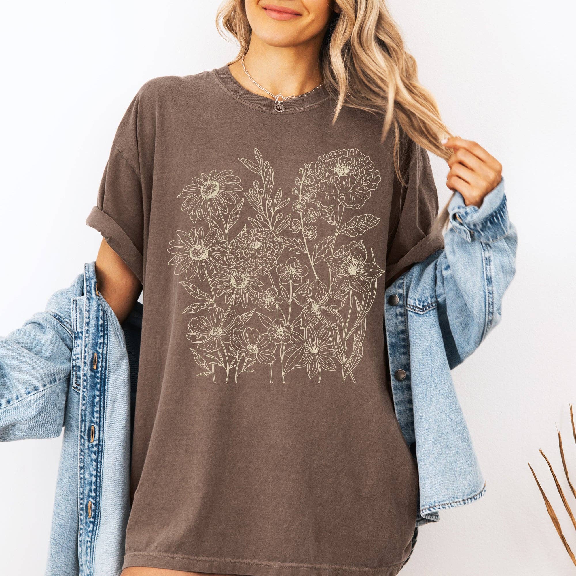 Vintage Wildflowers Summer Minimalist Comfort Colors T-Shirt Hoodie, Sweatshirt | PodTeesHub.com