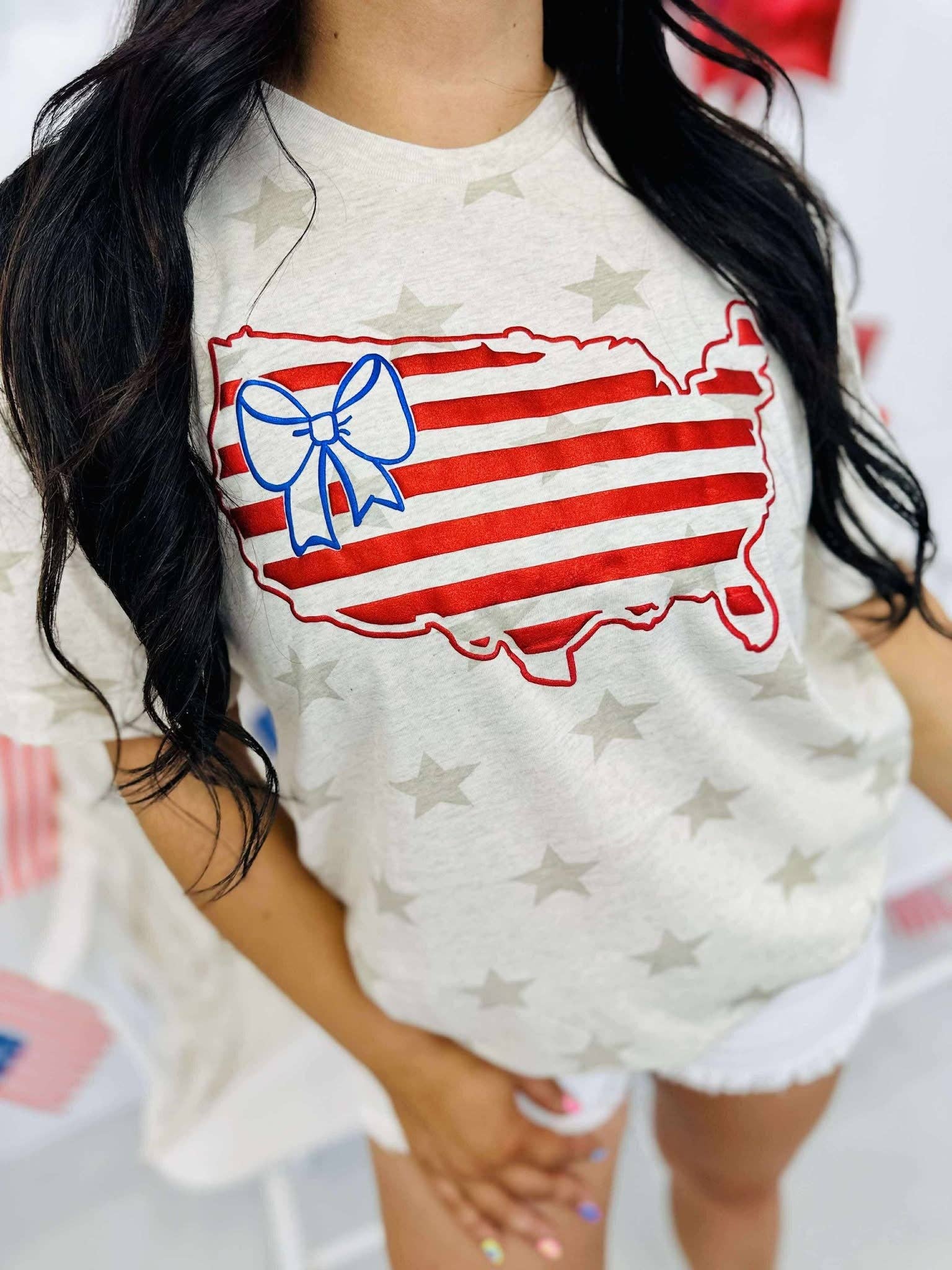Fourth of July America Puff Flag Graphic Tee Hoodie, Sweatshirt | PodTeesHub.com
