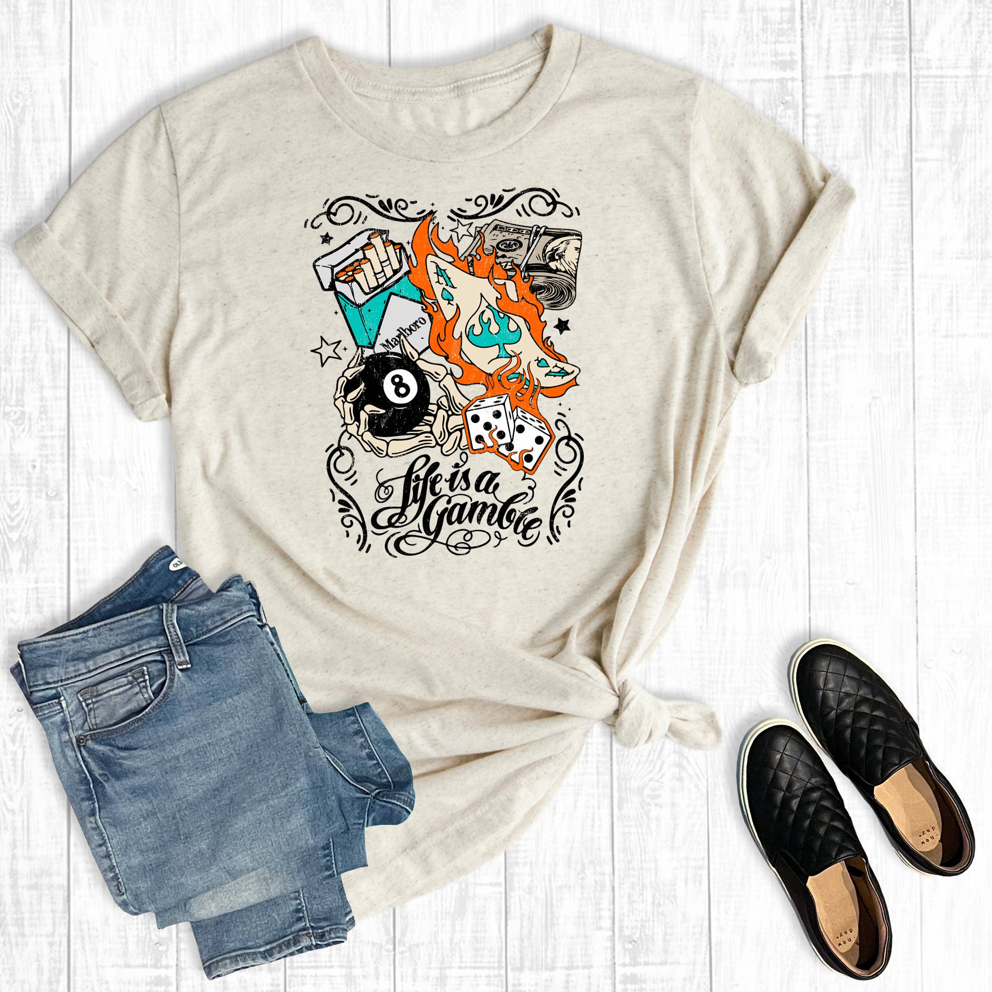 Western Life Is A Gamble Graphic Tee Hoodie, Sweatshirt | PodTeesHub.com