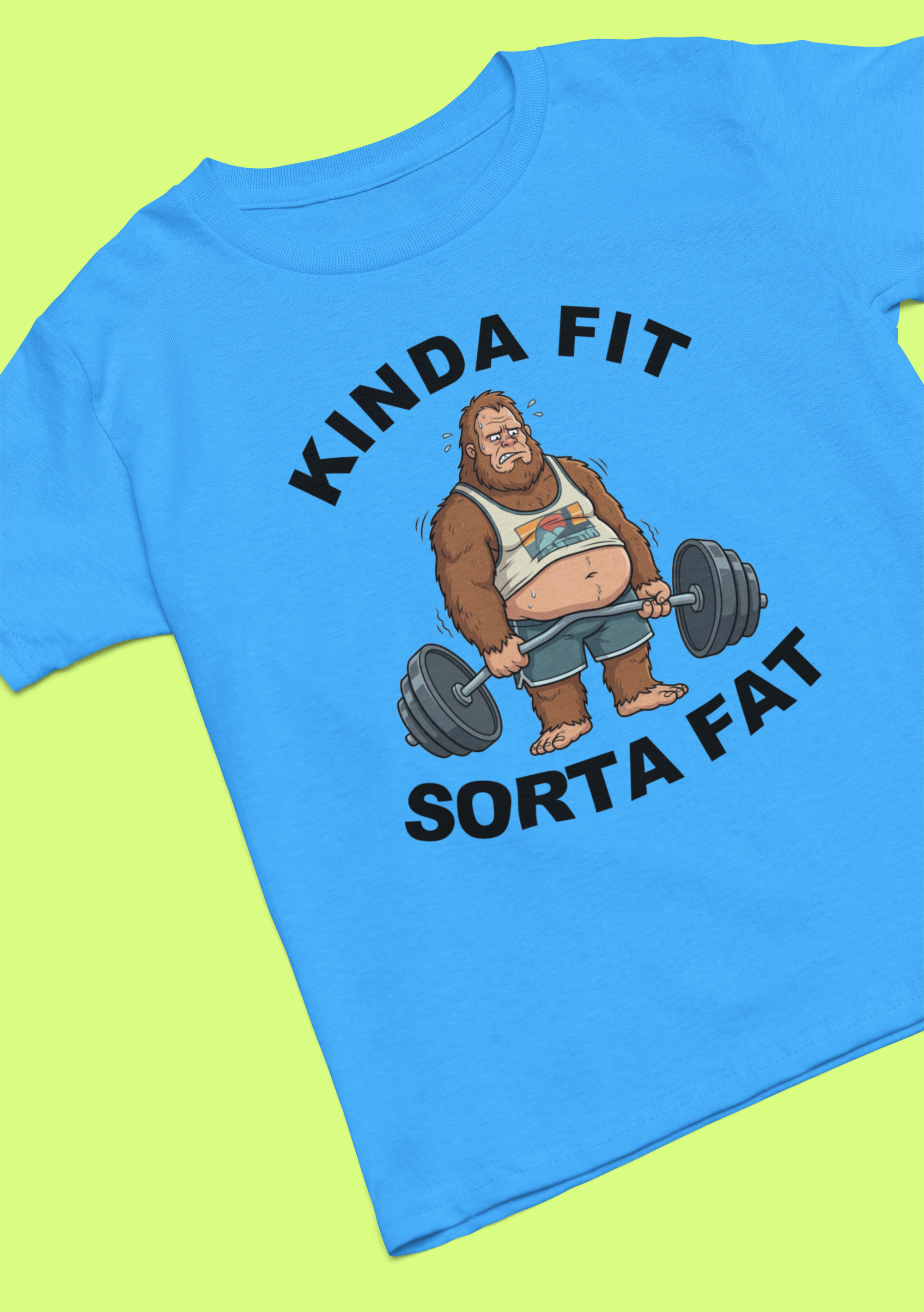 Kinda Fit Sorta Fat T-Bigfoot Shirt (Gildan Carolina Blue) Hoodie, Sweatshirt | PodTeesHub.com