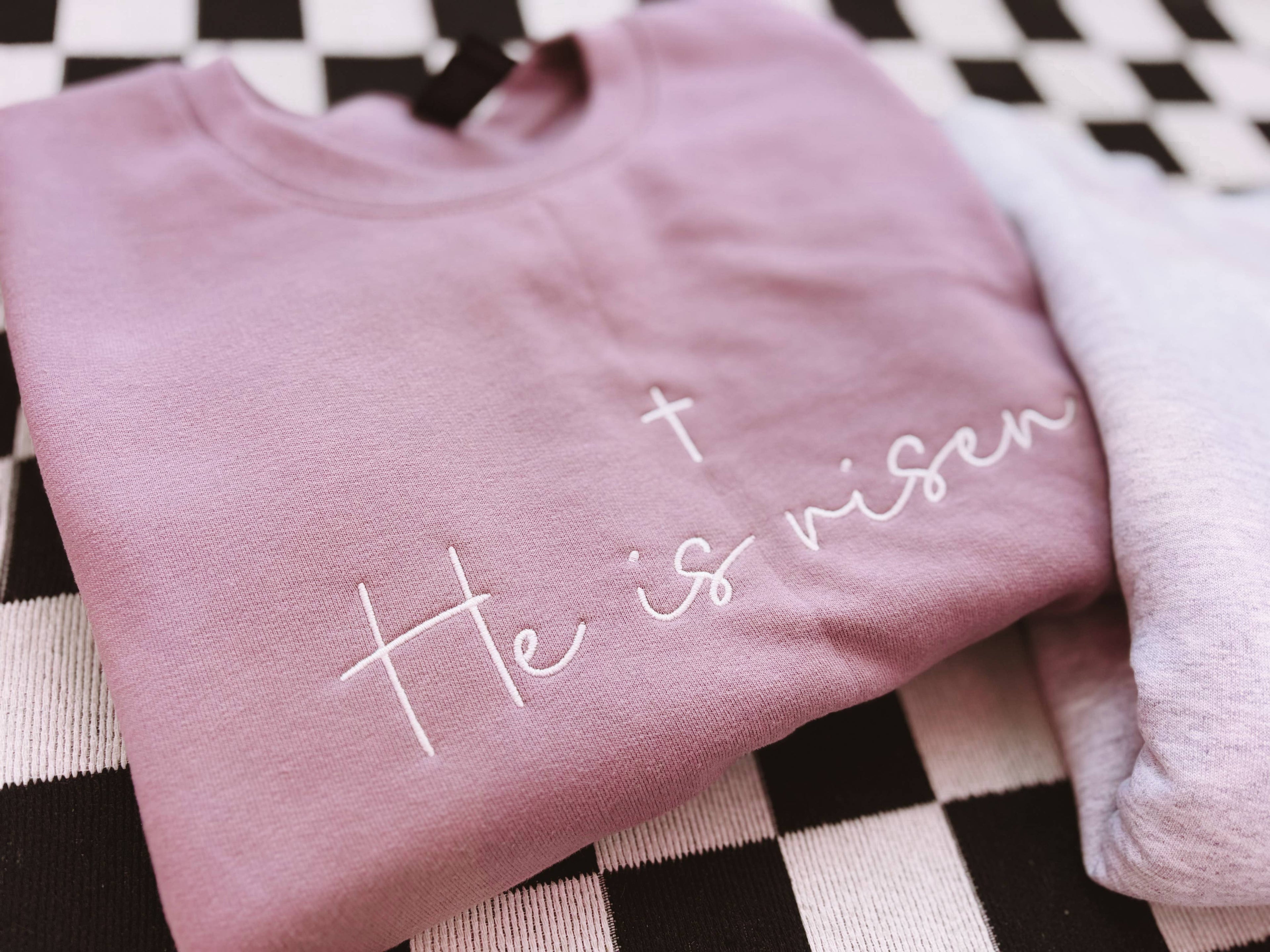 He Is Risen Embroidered Crewneck | Church Sweatshirt T-Shirts, Hoodie | PodTeesHub.com