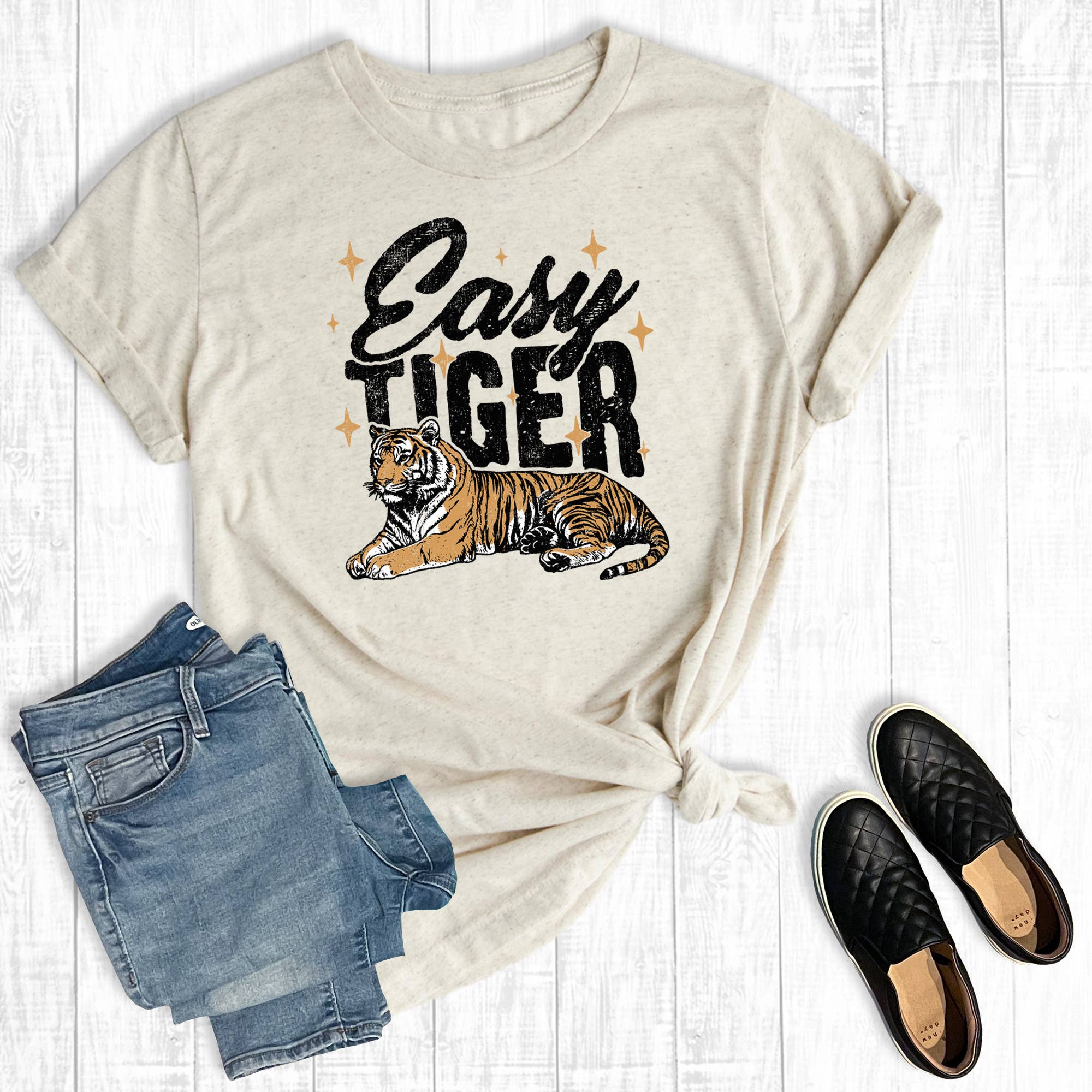 Retro Funny Easy Tiger Graphic Tee Hoodie, Sweatshirt | PodTeesHub.com