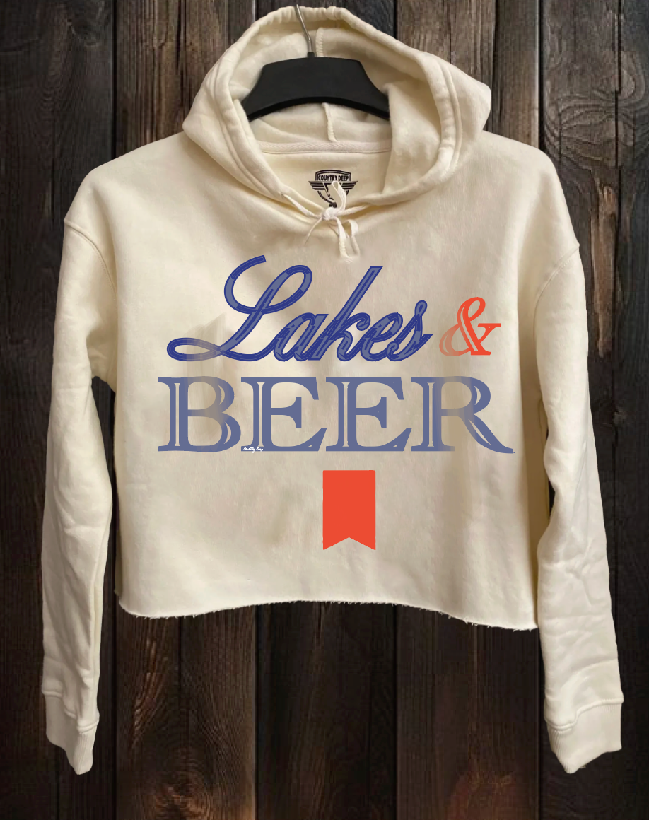 Lakes N Beer Cropped Hooded Sweatshirt T-Shirts, Hoodie | PodTeesHub.com