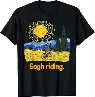 Gogh Riding Funny Van Gogh Cycling Bicycle Pun Design T-Shirt