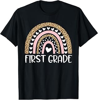 First Grade Boho Rainbow Leopard Back to School Teacher Girl T-Shirt