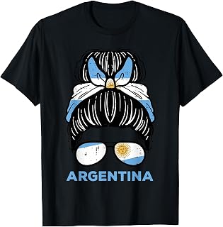 Argentina Messy Bun Women Girls T-Shirt