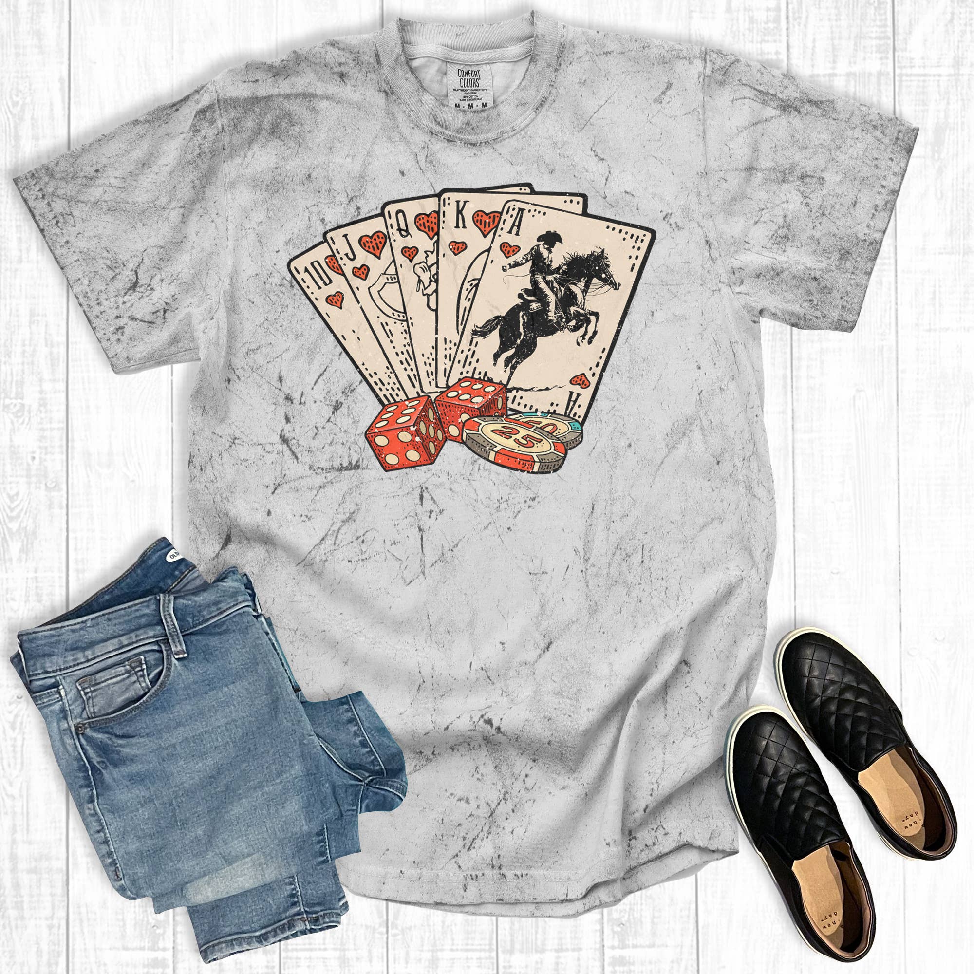 Western Cowboy Playing Cards Comfort Colors  Graphic Tee Hoodie, Sweatshirt | PodTeesHub.com