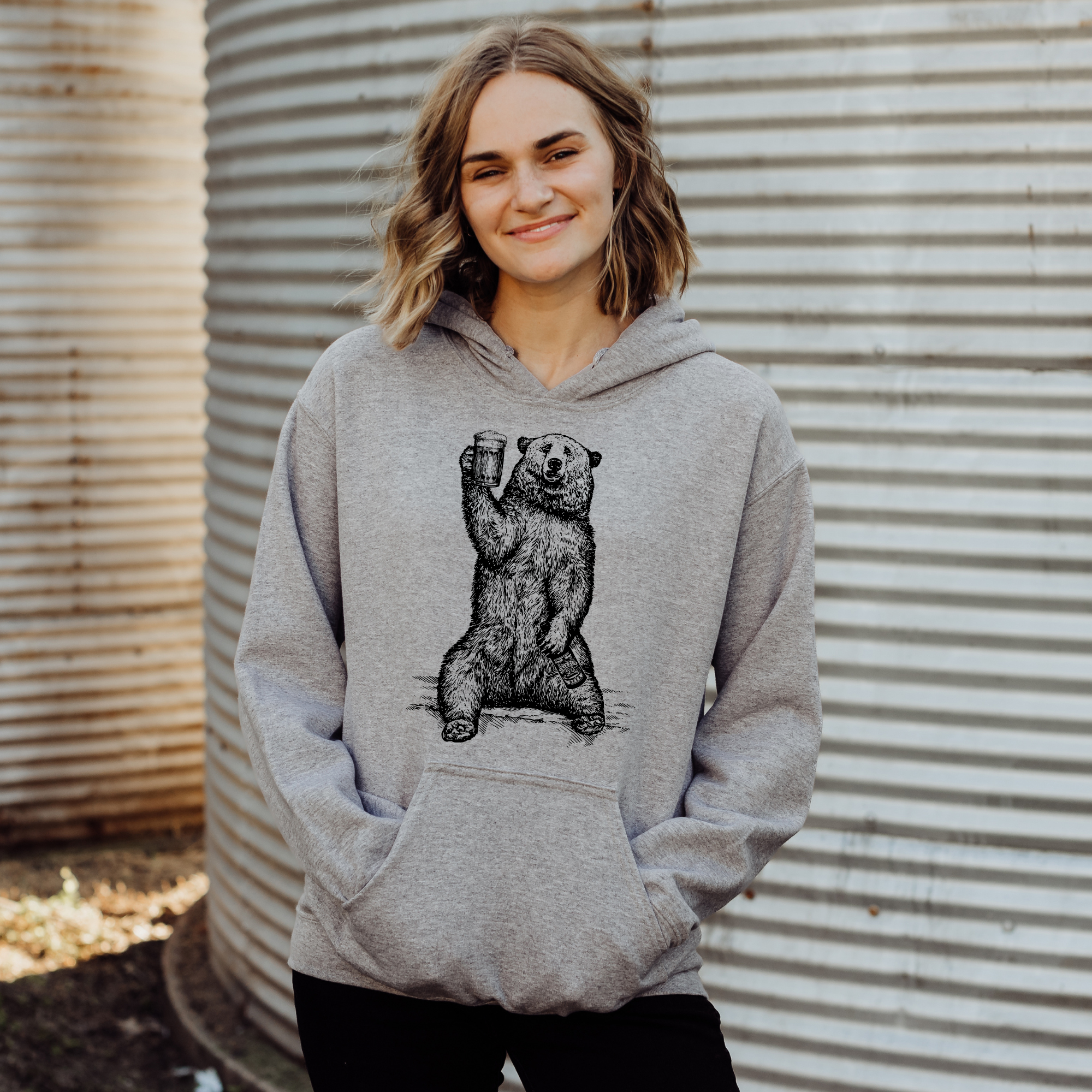 Beer Loving Bear Unisex Sweatshirt Crewneck/Hoodie #2 T-Shirts | PodTeesHub.com