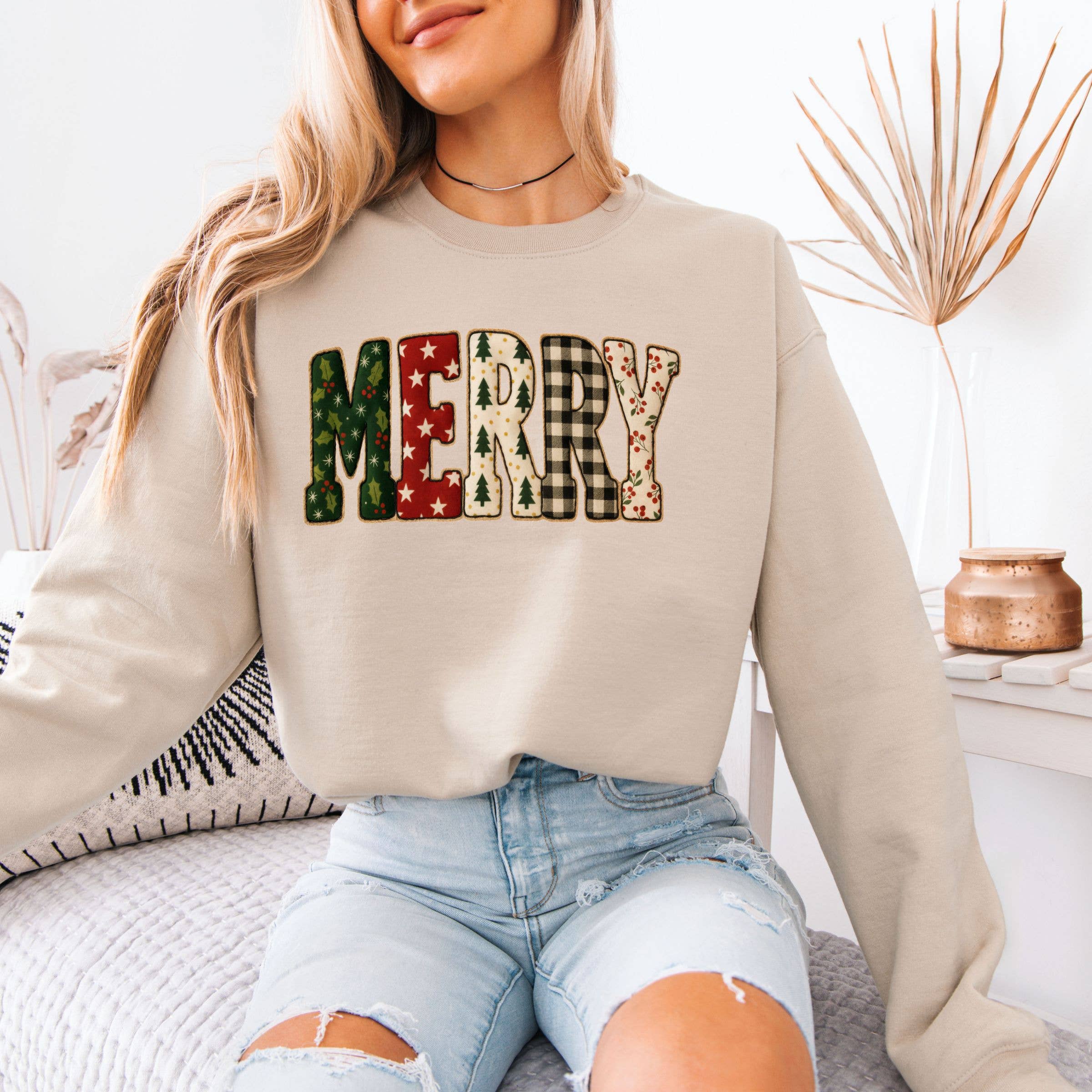Merry Vintage Christmas Sweatshirt - Graphic Tee - Christmas Hoodie | PodTeesHub.com