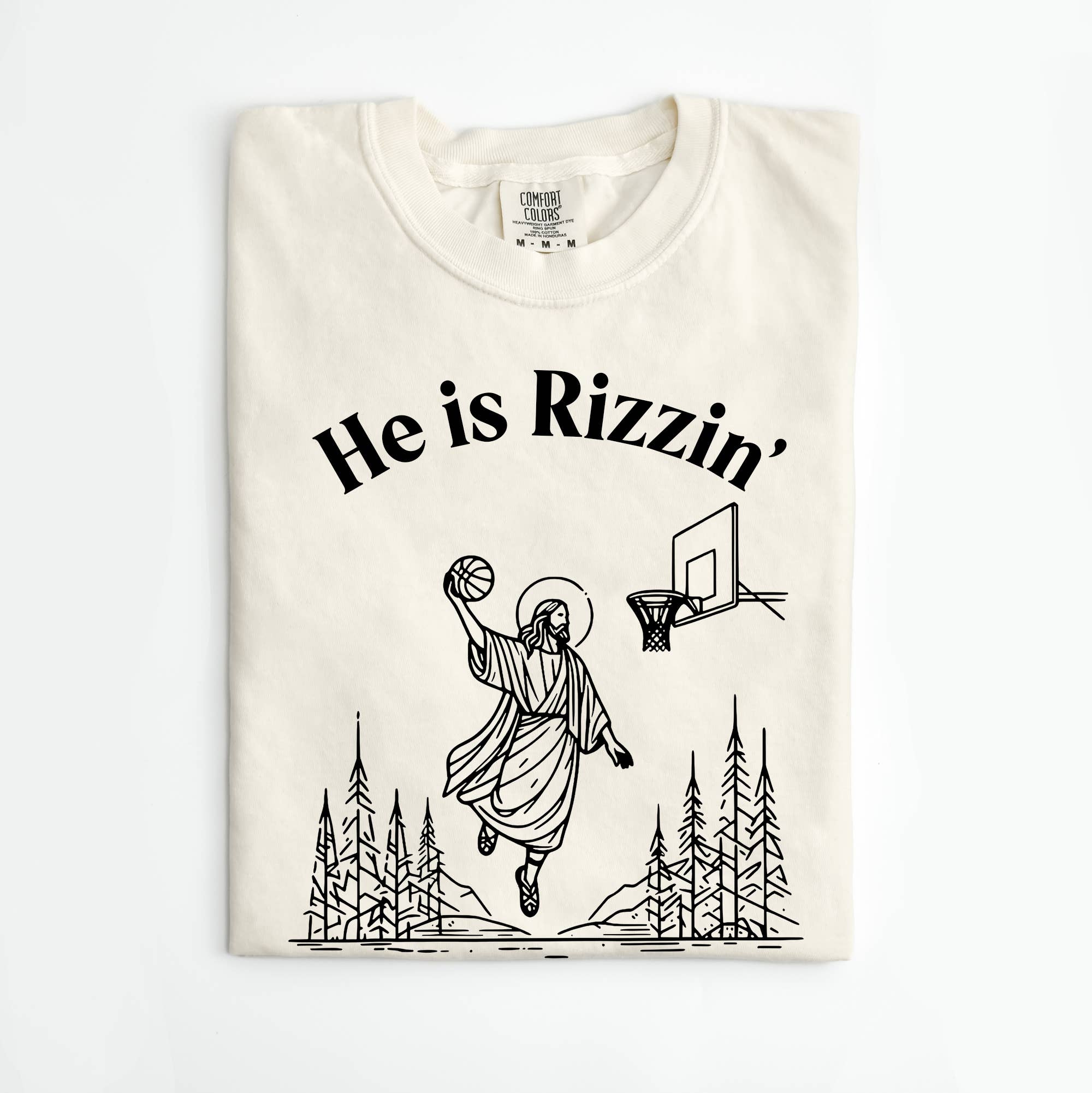 He Is Rizzin Easter Tee (Ivory) He Is Risen, Easter Shirt Hoodie, Sweatshirt | PodTeesHub.com