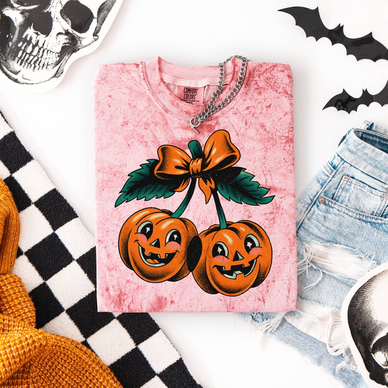 Grunge Pumpkin Cherries Tee Hoodie, Sweatshirt | PodTeesHub.com