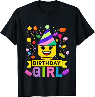 Building Bricks Girl Birthday Party Hat Master Builder Block T-Shirt