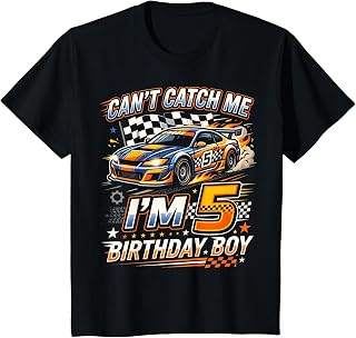 Kids Race Car Racing 5th Birthday 5 Years Old Cars Five Bday Boys T-Shirt