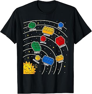 Boys Space Planet Master Builder Kids Building Blocks T-Shirt