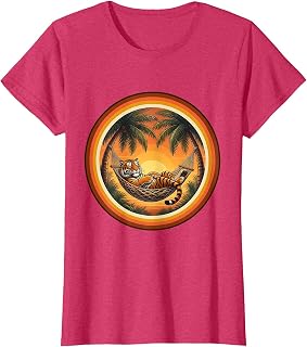 Tiger Lounging in Hammock Tropical Palm Design T-Shirt