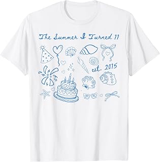 Summer I Turned 11 Coastal Bow Seashell 11th Birthday 2015 T-Shirt