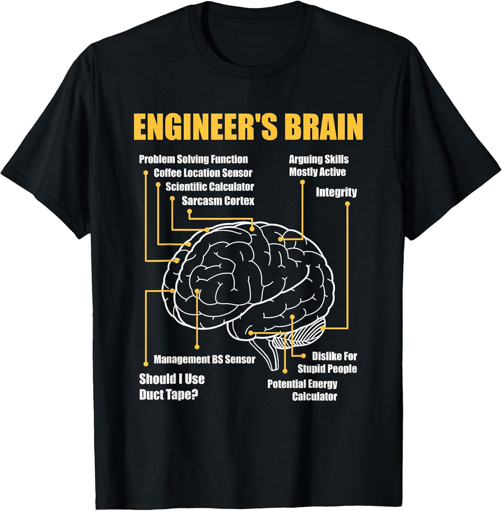 Engineer's Brain - Funny Sarcastic Engineering Gift Short Sleeve T-Shirt