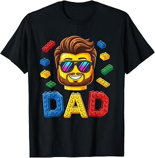 Family Dad Master Builder Building Bricks Blocks Fathers Day T-Shirt