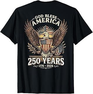 God Bless America 1776 2026 250 Years Christian (ON Back) T-Shirt