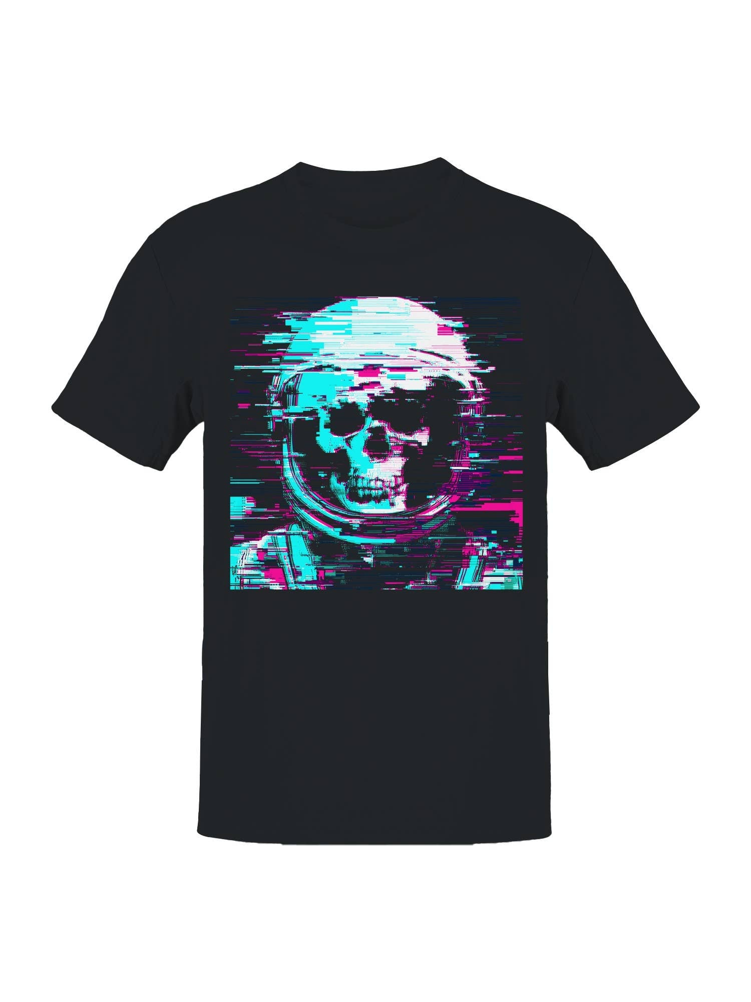 Glitchy Neon Skull Astronaut Men's T-Shirt Hoodie, Sweatshirt | PodTeesHub.com