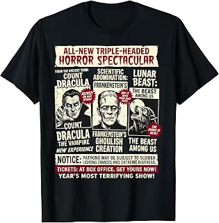 Horror Movie Monsters Frankenstein Spooky Vintage Halloween T-Shirt