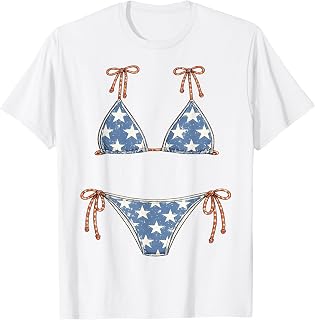 USA Bikini Red White July 4th Blue Vacation Summer Swimsuit T-Shirt