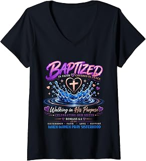 Women's When Women Pray Sisterhood Baptism Celebration V-Neck T-Shirt