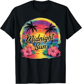Retro Midnight Sun Paradise Sunset Beach Vacation T-Shirt