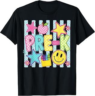 Striped Preppy Preschool Back to School Teacher Girl Kids T-Shirt