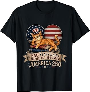 250 Anniversary Book Cat Purrfectly Independent 4th of July T-Shirt