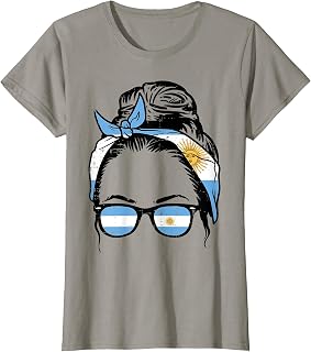 Argentina Girl Messy Bun Mom Women Girls T-Shirt