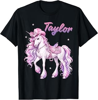 Girl Retro Taylor First Name Personalized Groovy 80's Pink T-Shirt