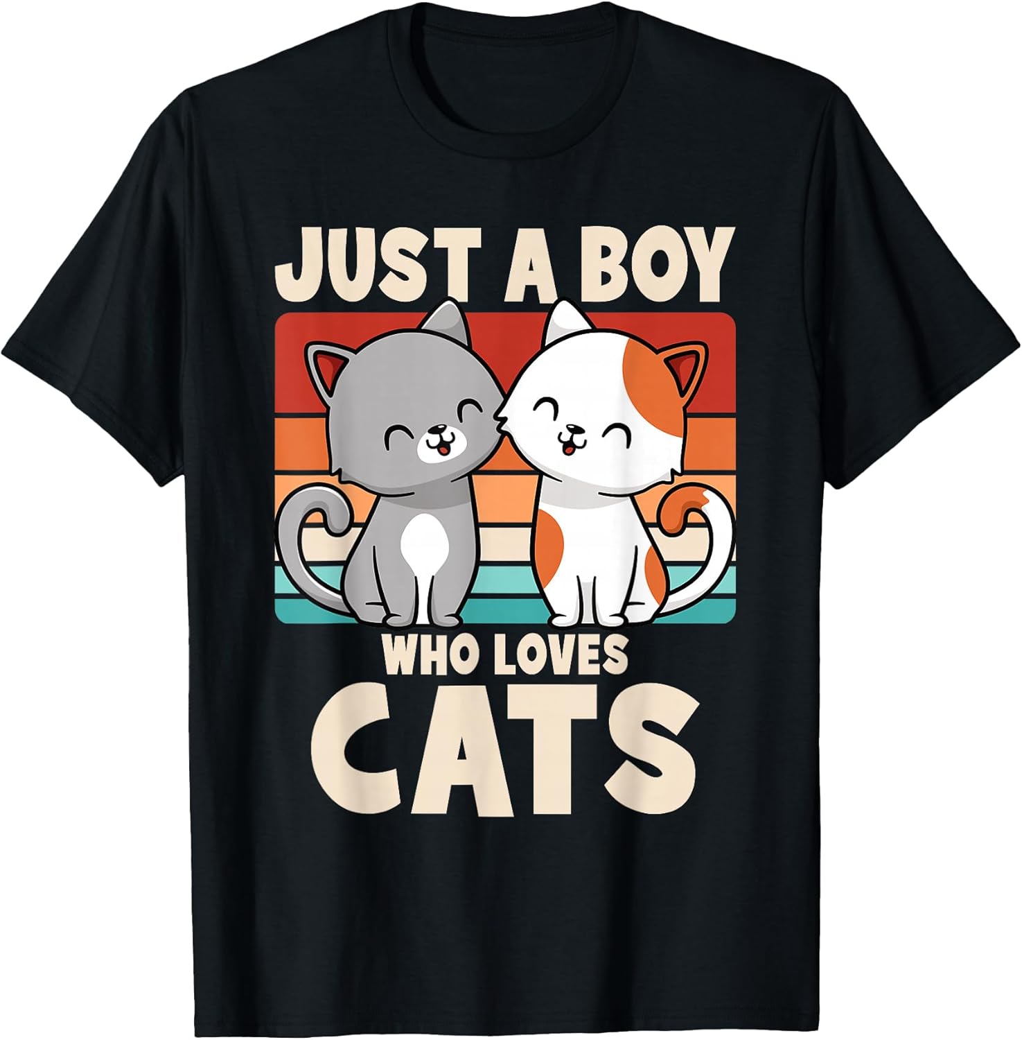 Just A Boy Who Loves Cats Funny Cat Lover Kitten Boys Kids T-Shirt