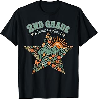 2nd Grade Teacher Camper Camping Hiking Adventure Awaits T-Shirt