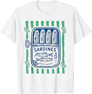 Les Sardines Fisherman Aesthetic Coastal Sardine Tinned Fish T-Shirt